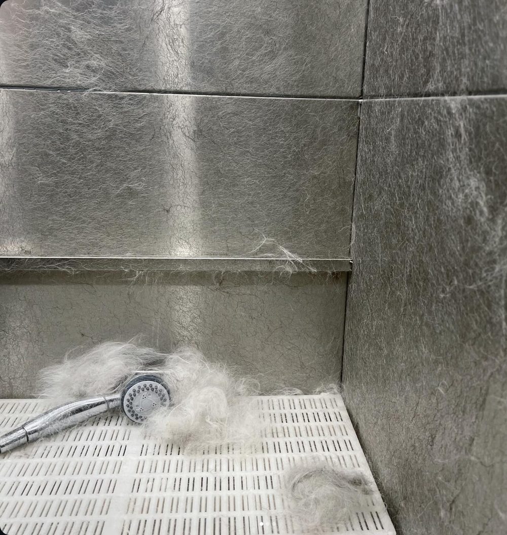 De-shedding results — fur cleared from a coat